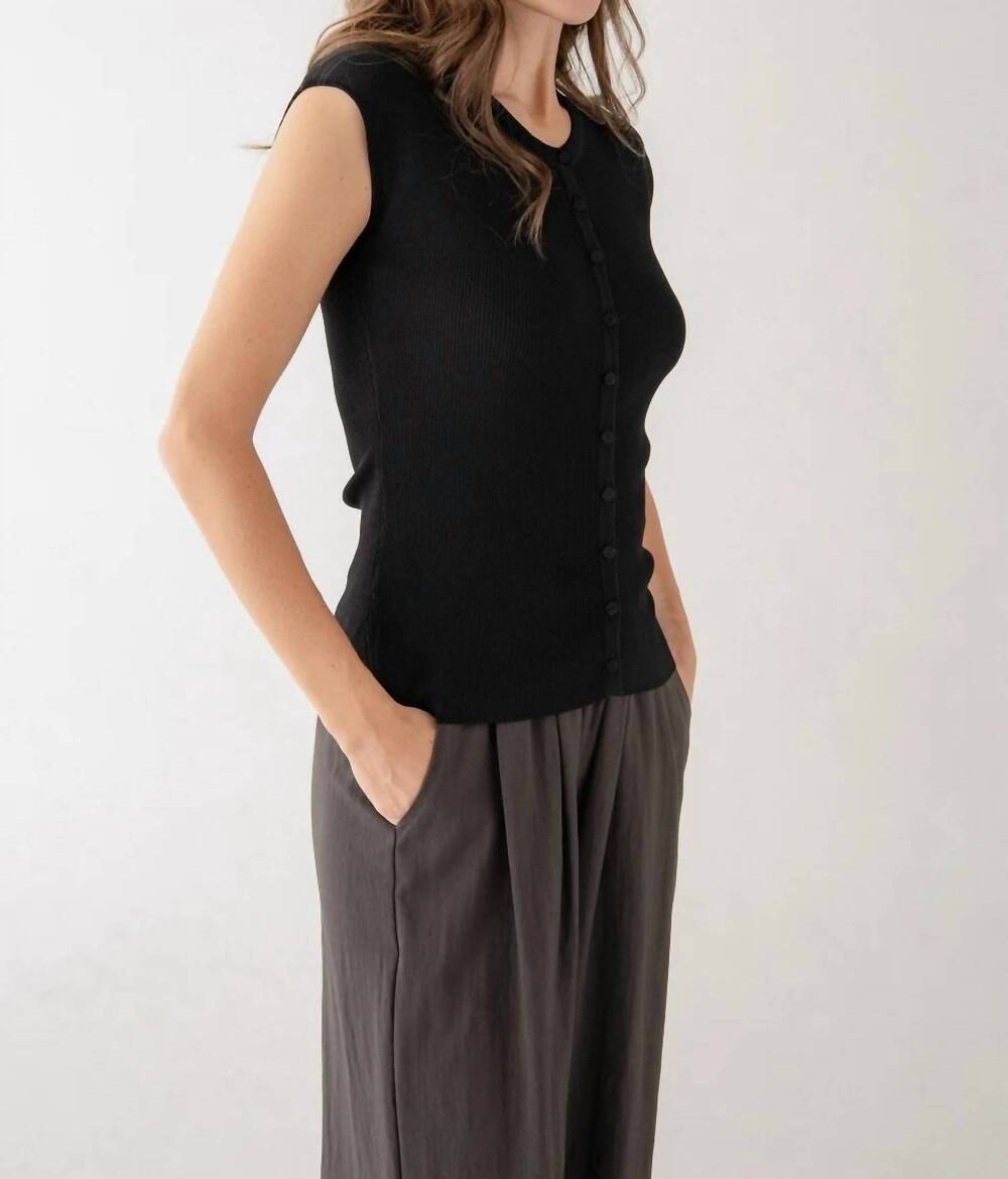 NEW ELLE GREY women's ribbed tank top in black